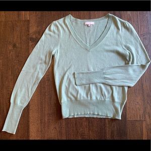 Mint green fitted v-neck sweater